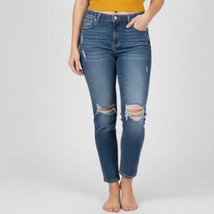 Silver Jeans Co. NWT Plus Size Girlfriend Mid Rise Skinny Jeans 24W Distressed